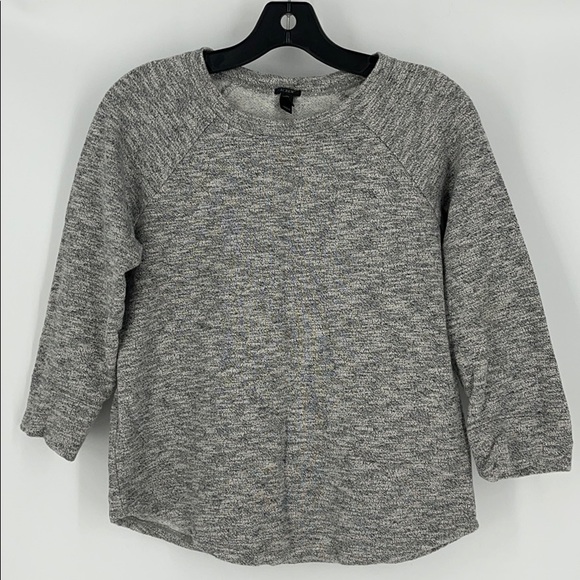 J. Crew Sweaters - J. Crew Gray and Black crew neck 3/4 sleeve sweater women’s XS stretch pullover